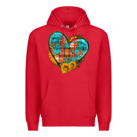 Red fall pattern heart with sunflower Premium Hoodie - HRA Design Shop