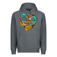 Rock fall pattern heart with sunflower Premium Hoodie - HRA Design Shop