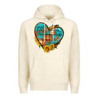 Sandshell fall pattern heart with sunflower Premium Hoodie - HRA Design Shop