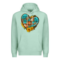 Seafoam fall pattern heart with sunflower Premium Hoodie - HRA Design Shop