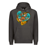 Smoke fall pattern heart with sunflower Premium Hoodie - HRA Design Shop