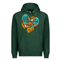 Sports Green fall pattern heart with sunflower Premium Hoodie - HRA Design Shop