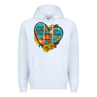 White fall pattern heart with sunflower Premium Hoodie - HRA Design Shop
