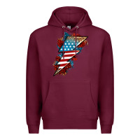 Burgundy American lightning bolt Premium Hoodie - Neo Western