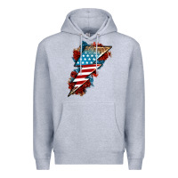 Heather Grey American lightning bolt Premium Hoodie - Neo Western