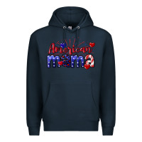 Navy American Mama 4th of july Premium Hoodie - CowGirlArtShop