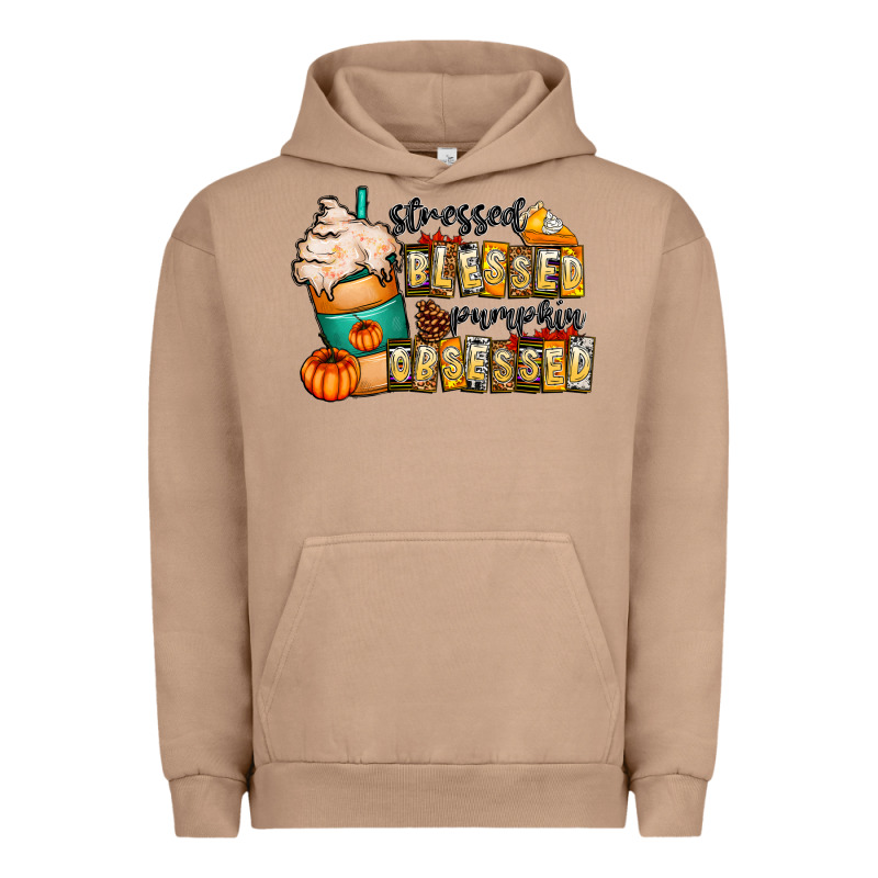 Stressed Blessed Pumpkin Obsessed Urban Hoodie by CowhideDigitalArt | Teevron