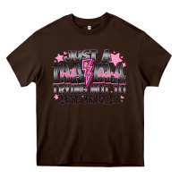 Chocolate Brown Just a Mama Out Here Trying Not To Raise Assholes Heavy Core Tee - CowhideDigitalArt