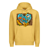 Antique Gold fall pattern heart with leopard background Premium Hoodie - HRA Design Shop