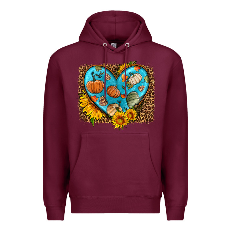 Fall Pattern Heart With Leopard Background Premium Hoodie by HRA Design Shop | Teevron