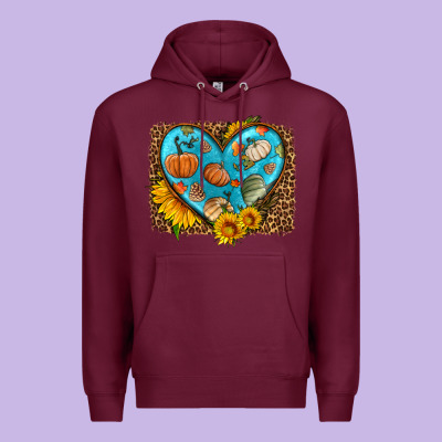 Fall Pattern Heart With Leopard Background Premium Hoodie Designed By Hra Design Shop
