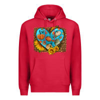 Cardinal fall pattern heart with leopard background Premium Hoodie - HRA Design Shop