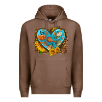 Chestnut fall pattern heart with leopard background Premium Hoodie - HRA Design Shop