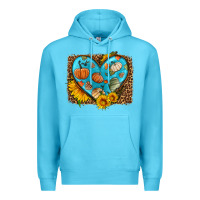 Ocean Blue fall pattern heart with leopard background Premium Hoodie - HRA Design Shop