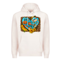 Pale Pink fall pattern heart with leopard background Premium Hoodie - HRA Design Shop