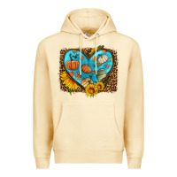 Pina Colada fall pattern heart with leopard background Premium Hoodie - HRA Design Shop