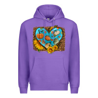 Purple fall pattern heart with leopard background Premium Hoodie - HRA Design Shop