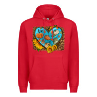 Red fall pattern heart with leopard background Premium Hoodie - HRA Design Shop