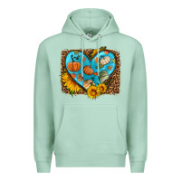 Seafoam fall pattern heart with leopard background Premium Hoodie - HRA Design Shop
