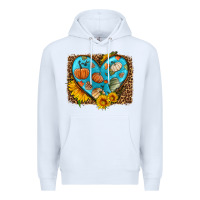 White fall pattern heart with leopard background Premium Hoodie - HRA Design Shop