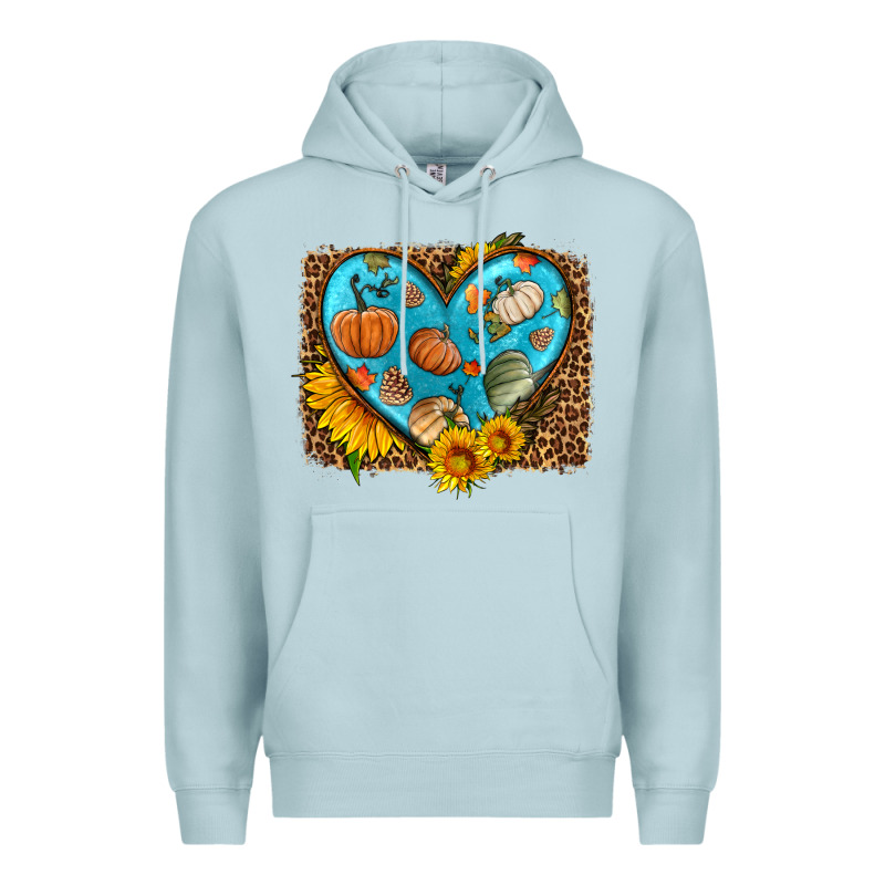 Fall Pattern Heart With Leopard Background Premium Hoodie by HRA Design Shop | Teevron