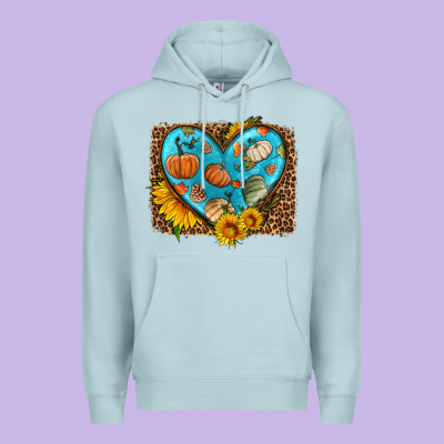 Fall Pattern Heart With Leopard Background Premium Hoodie Designed By Hra Design Shop