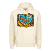 Sandshell fall pattern heart with leopard background Premium Hoodie - HRA Design Shop