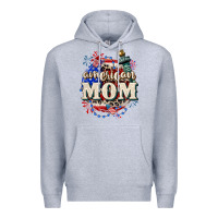 Heather Grey American Mom 4th of July Premium Hoodie - CowGirlArtShop