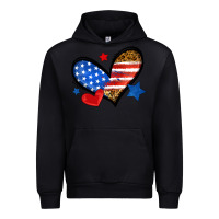Black American flag heart leopard Urban Hoodie - Neo Western
