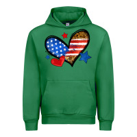 Emerald American flag heart leopard Urban Hoodie - Neo Western