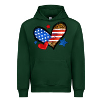 Forest Green American flag heart leopard Urban Hoodie - Neo Western
