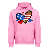 Fuchsia Pink American flag heart leopard Urban Hoodie - Neo Western
