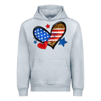 Heather Grey American flag heart leopard Urban Hoodie - Neo Western