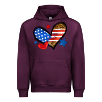 Mauve Wine American flag heart leopard Urban Hoodie - Neo Western