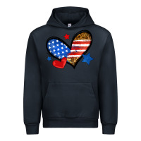 Navy American flag heart leopard Urban Hoodie - Neo Western