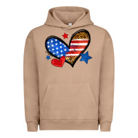Pigment Burro American flag heart leopard Urban Hoodie - Neo Western