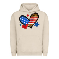Pigment French Oak American flag heart leopard Urban Hoodie - Neo Western