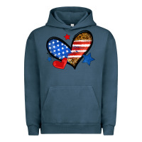 Pigment Midnight Navy American flag heart leopard Urban Hoodie - Neo Western