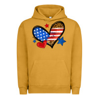 Pigment Peanut Butter American flag heart leopard Urban Hoodie - Neo Western