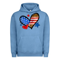 Pigment Pebble Blue American flag heart leopard Urban Hoodie - Neo Western