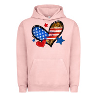Pigment Salmon American flag heart leopard Urban Hoodie - Neo Western
