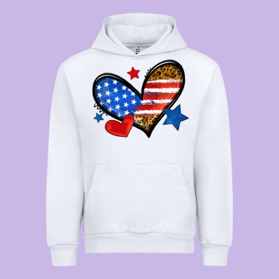 American Flag Heart Leopard Urban Hoodie Designed By Neo Western