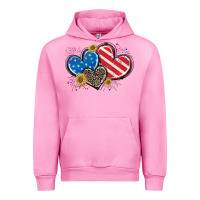 Fuchsia Pink American Flag heart Urban Hoodie - CowGirlArtShop