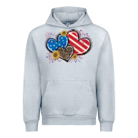 Heather Grey American Flag heart Urban Hoodie - CowGirlArtShop