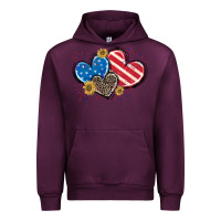 Mauve Wine American Flag heart Urban Hoodie - CowGirlArtShop