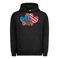 Pigment Black American Flag heart Urban Hoodie - CowGirlArtShop