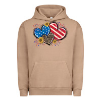 Pigment Burro American Flag heart Urban Hoodie - CowGirlArtShop