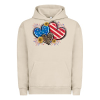 Pigment French Oak American Flag heart Urban Hoodie - CowGirlArtShop