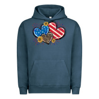Pigment Midnight Navy American Flag heart Urban Hoodie - CowGirlArtShop