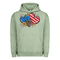 Pigment Oil Green American Flag heart Urban Hoodie - CowGirlArtShop